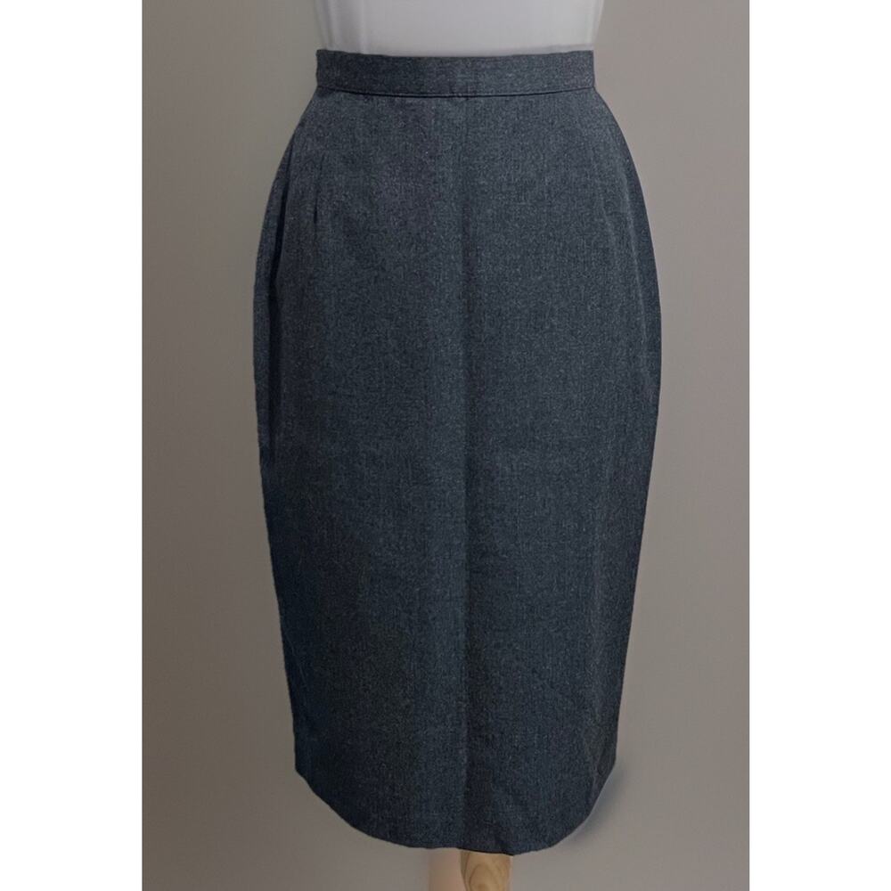 St. Michael Marks & Spencer Woman’s Dark Gray Midi Skirt Sz 12 Pure New Wool